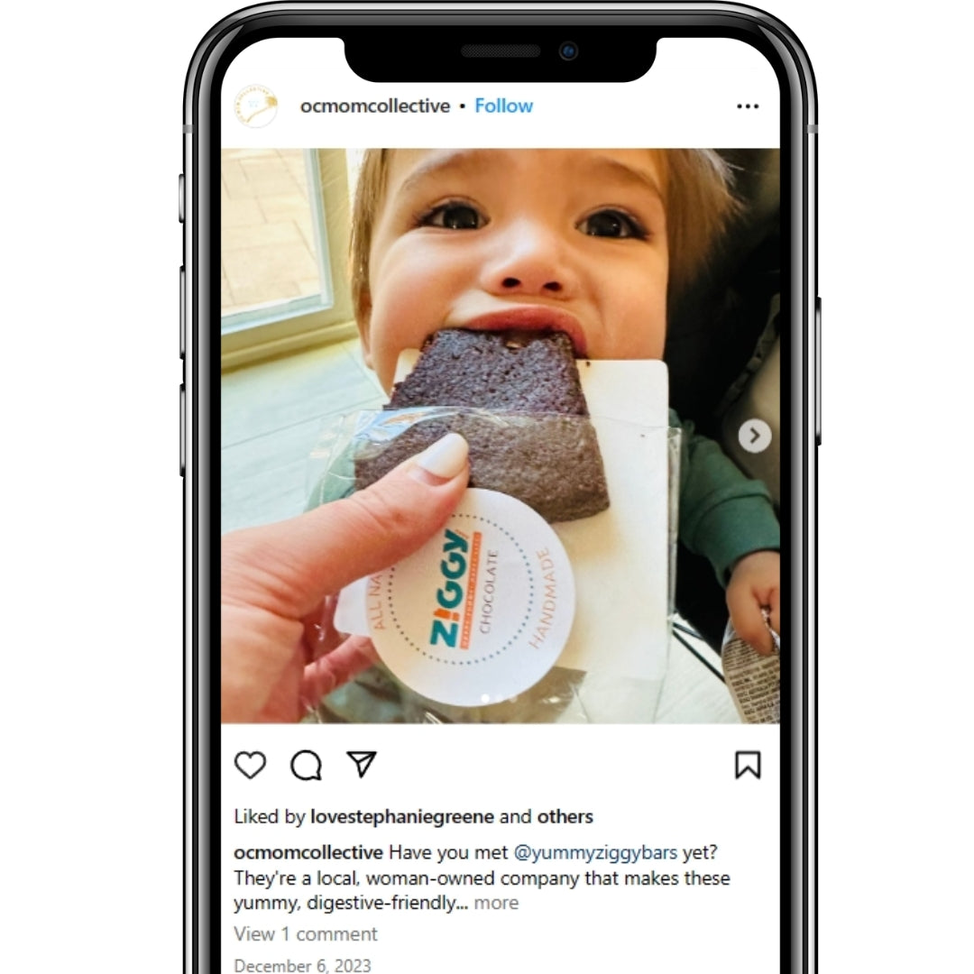 Kid bites a tasty snack bar of Instagram reviews| Ziggy Bars