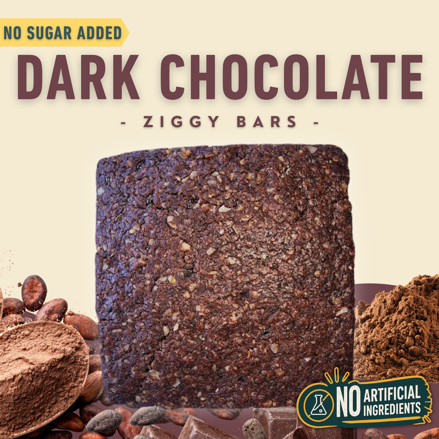 No Sugar-Added Dark Chocolate Ziggy Bars